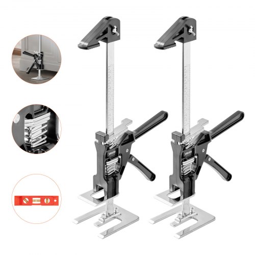 

VEVOR Cric a Braccio per Risparmiare Lavoro, 2 PZ, Carico 150 kg Cric a Braccio in Metallo con Livella Magnetica, Sollevamento Fino a 250 mm Altezza Regolabile, per Porte, Finestre, Mobili, Nero