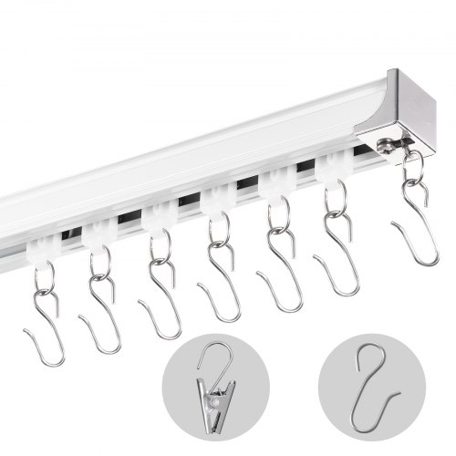 

VEVOR Binario per Tende da Soffitto 5,4 m, Sistema di Binari Scorrevoli per Tende da Soffitto, Binario per Tende Divisorie per Stanze Montaggio Soffitto Parete per Soggiorno, Camera da Letto, Bianco