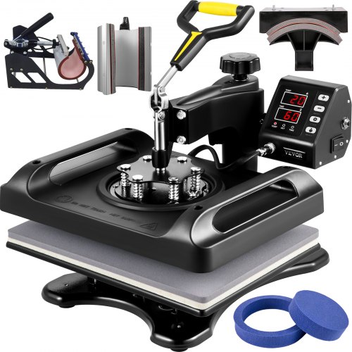 

VEVOR 6 in 1 Macchina Digitale Intelligente per Pressa a Caldo, 29 x 38 cm 1000 W 220 V 50 Hz Potenza Stampa Calda Nera per Applicare Lettere, Numeri e Motivi su Cappellini, Magliette, Tazze e Piatti