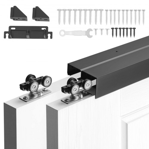 

VEVOR Kit Ferramenta per Porta Scorrevole a Doppio Binario in Lega di Alluminio per Porta Doppia Lunghezza 1524mm, Set Ferramenta Guida per Porte a Scomparsa Spessore Compatibile 25-45mm