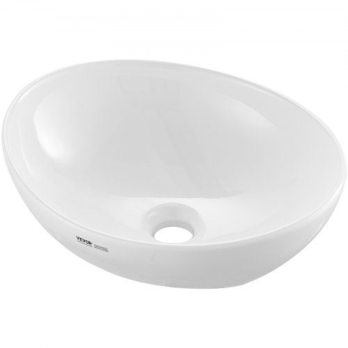 

VEVOR Lavandino da Appoggio ovale, 40,9 x 34 cm per il Bagno, Lavabo da Appoggio in Ceramica Bianca Sopra il Piano, Stile Moderno, Luminoso ed Elegante, Lavandino per Bagno, Hotel, Toilette, Camper