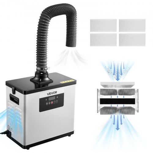 

VEVOR Assorbitore di Fumo per Saldatura, Assorbitore di Fumi di Saldatura con Filtrazione a 4 Stadi Potenziato, Estrattore di Fumi Senza Spazzole a 10 Velocità con Telecomando per Incisione Laser