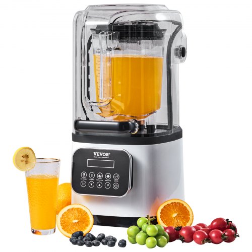 

VEVOR Frullatore per Bevande Fredde da Banco Frullatore in Barattolo di Vetro con Scudo Capienza ca. 2L, Mixer Potenza Nominale 1400W Acciaio Inox 5 Funzioni per Bevande Ghiacciate, Smoothie, Bianco