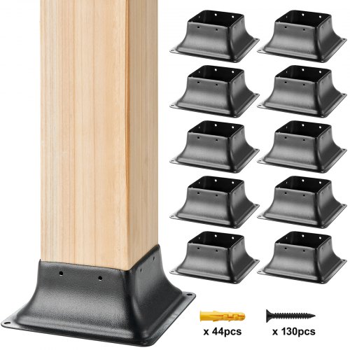 

VEVOR Confezione da 10 Supporti per Pali in Legno 4''x4'' 102x102 mm, Base per Pali Interni 91,4x91,4 mm in Acciaio a Carbonio per Ancoraggio Pali in Legno Ringhiere, Corrimano di Terrazze, Portici