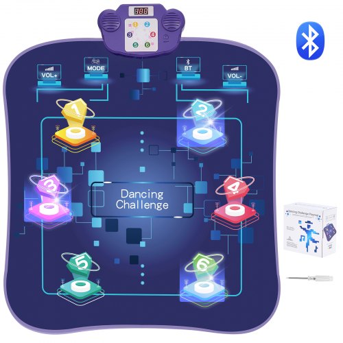 

VEVOR Tappetino da Ballo Giocattolo, Tappetino da Ballo Elettronico con Bluetooth Wireless, Luci LED, 5 Modalità di Gioco, Volume Regolabile, Musica Integrata, Tappetino da Ballo per Bambini