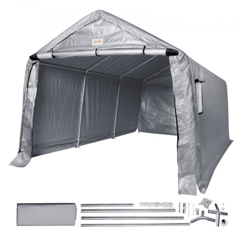 

VEVOR Capannone di Stoccaggio Portatile all'Aperto, Tettoia Garage Cortile Giardino 304,8x457,2x243,8cm con Porta a Cerniera Avvolgibile Finestre Ventilate per Auto, Moto, Bici, Attrezzi da Giardino