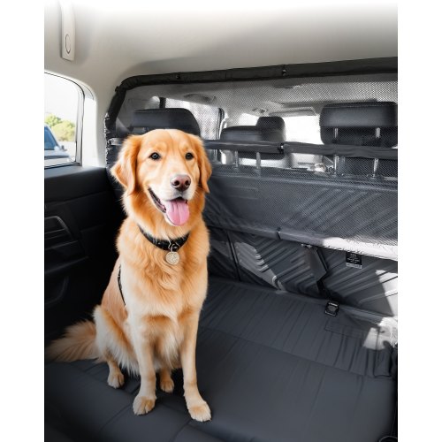 

VEVOR Barriera per Auto per Cani Universale da 1170 mm Divisorio per Auto per Spazio di Carico, Barriera per Animali Domestici per Veicoli con Rete Trasparente, per Piccoli SUV, Camion e Veicoli, Nero