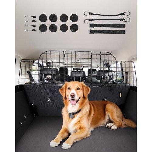 

VEVOR Barriera Universale Regolabile per Animali Domestici per Auto, Camion e SUV, Divisorio per Cancello in Tubo Metallo Resistente, Tiene Animali Lontani dai Sedili, Nero 928 -1524 mm