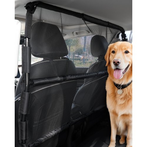 

VEVOR Barriera per Auto per Cani Universale, Divisorio per Auto per Montaggio sul Sedile Anteriore da 1415 mm Barriera per Animali Domestici per Veicoli con Rete Trasparente, per Camion e SUV, Nero