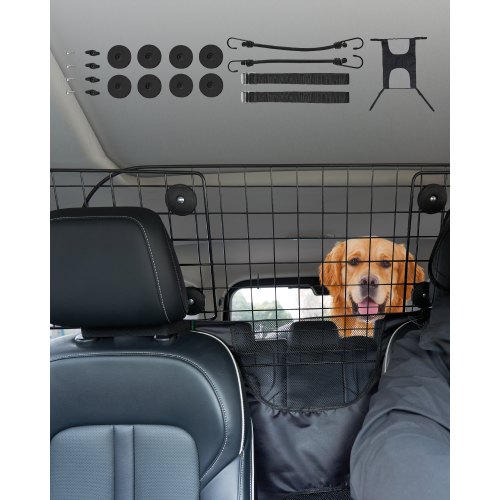 

VEVOR Barriera per Auto per Cani, Resistente e Adattabile Universale, Divisorio per Auto con Supporto per Sedile Anteriore Regolabile 900-1539 mm Barriera per Animali Domestici per Veicoli per SUV