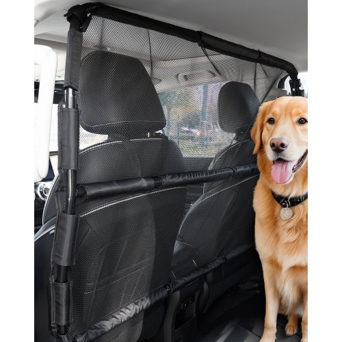 

VEVOR Barriera per Auto per Cani Universale, Divisorio per Auto per Montaggio sul Sedile Anteriore 1280 mm di Larghezza, Barriera per Animali Domestici per Veicoli con Rete Trasparente, per SUV, Nero
