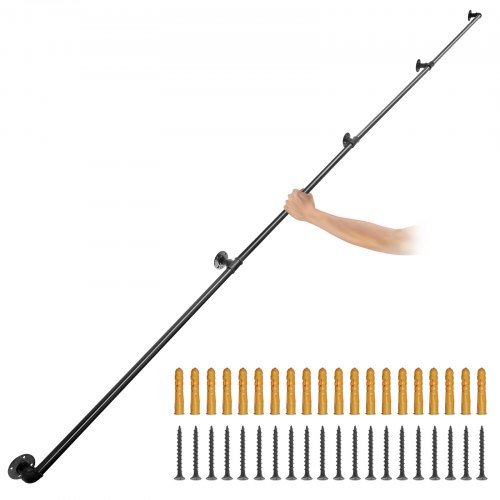 

VEVOR Corrimano Scale per Interne Esterni da 3,96 m, Ringhiere a Parete in Acciaio, Corrimano per Scale in Tubi 4 Pezzi, Ringhiera Passamano Montaggio a Parete Capacità 200 kg Corrimano Maniglia