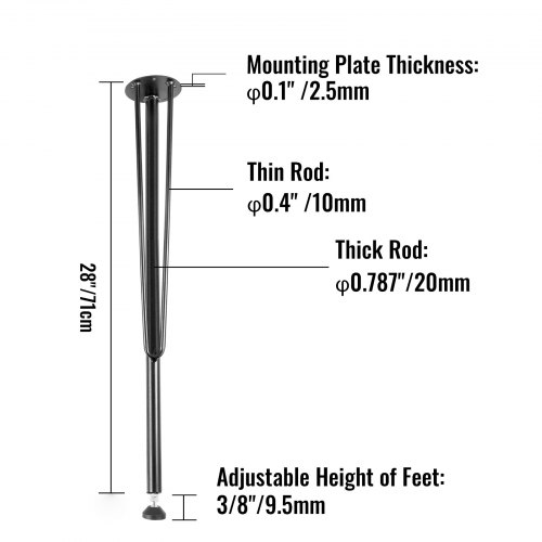 

VEVOR Gambe da Tavolo in Metallo a Forcina Gambe da Scrivania da 28 Pollici Set di 4 Gambe da Panca per Carichi Pesanti Gambe per Mobili in Metallo a 3 Aste Gambe