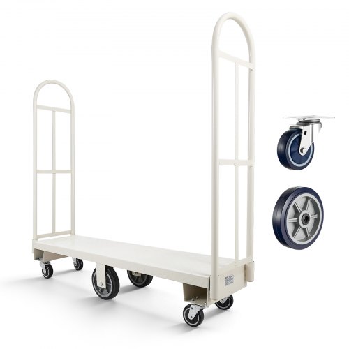 

VEVOR Carrello a Piattaforma per Movimentazione Manuale Capacità Carico max. 907,18 kg, Carrello Multiuso in Acciaio Industriale con 6 Ruote Maniglia Doppia Staccabile 1525 x 410 x 1520 mm Logistica