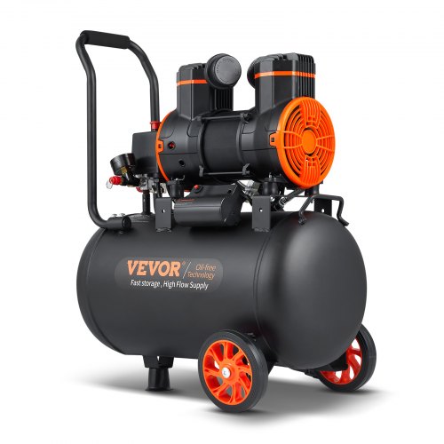 

VEVOR Compressore d'Aria 35L Portatile Senza Olio Motore 1800W Velocità 2800 giri/min per Aerografo Inchiodatura, Compressore d'Aria a Secco Portatile Rumore 70dB 2 Silenziatori Temperatura -50℃ - 40℃