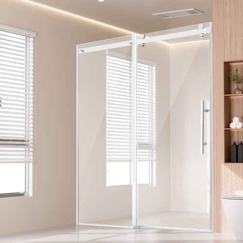

VEVOR Porta Doccia Bagno Scorrevole 1499x1905x125mm Porta Box Doccia Senza Telaio Vetro Temperato Trasparente SGCC 8 mm Impermeabile Infrangibile, Porta Resistente alle Macchie, Colore Cromato