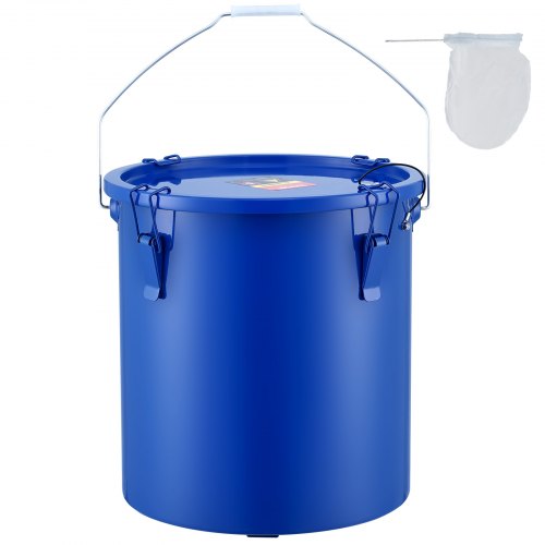 

VEVOR Secchio per Grasso per Friggitrice, Secchio per Olio per Friggitrice in Acciaio al Carbonio, con Coperchio, Clip Chiusura, Sacchetto Filtraggio dell'Olio Cucina Caldo, Blu
