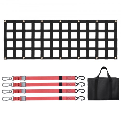 

VEVOR Rete per Portellone Posteriore, 1380 x 470 mm, Rete per Carichi Pesanti per Cassone di Camion con 4 Cinghie Telescopiche Regolabili, Estensibile e Durevole, Adatta per Pick-up Camion Jeep SUV