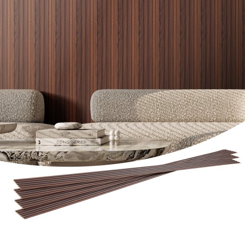 

VEVOR Pannelli Acustici a Doghe in Legno Teak Scuro, 8 Pezzi Pannelli Parete in Legno WPC con Accento per Pareti, Pannelli da Parete in Finto per Decorazioni e Ridurre Rumore, 2450 x 166 x 9 mm
