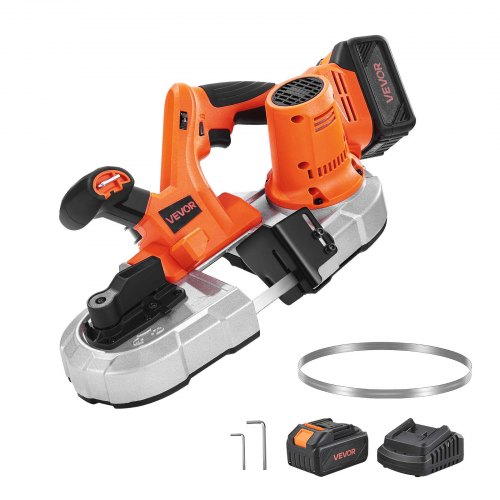 

VEVOR Troncatrice a Nastro Portatile 20 V Troncatrice a Nastro Compatta da 360 W Taglio Profondo 65 mm con Motore Senza Spazzole, Batteria da 4,0 Ah Velocità Variabile da 0 a 192 m/min