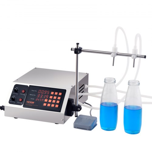 

Riempitrice VEVOR doppio ugello con canali di riempimento indipendenti riempitrice di liquidi riempitrice per bottiglie da 3,7 L/min riempitrice per pasta 34 x 26 x 14 cm