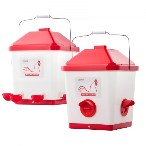 

VEVOR Set di Mangiatoia e Abbeveratoio Automatici per Polli, 19 L e 18,14 kg, Mangiatoia per Pollame Sospesa Antipioggia con Bicchiere per l'Acqua, Senza Sprechi, Adatta per Polli, Anatre, Tacchini