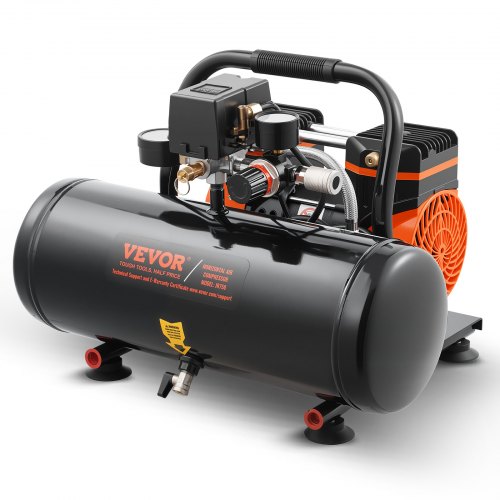 

VEVOR Compressore d'Aria, Serbatoio in Acciaio da 7,57 L, Compressore d'Aria Senza Olio 1 HP 2,5 CFM 8 Bar Pressione Massima 120 PSI, Compressore Portatile Silenzioso 81 DB, per Riparazioni Auto