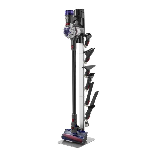 

VEVOR Supporto per Aspirapolvere, Compatibile con Dyson G5 V15 V12 V11 V10 V8 V7 V6 e Accessori, Supporto Universale Porta Aspirapolvere con 6 Ganci e Piedini Antiscivolo, Argento Bianco