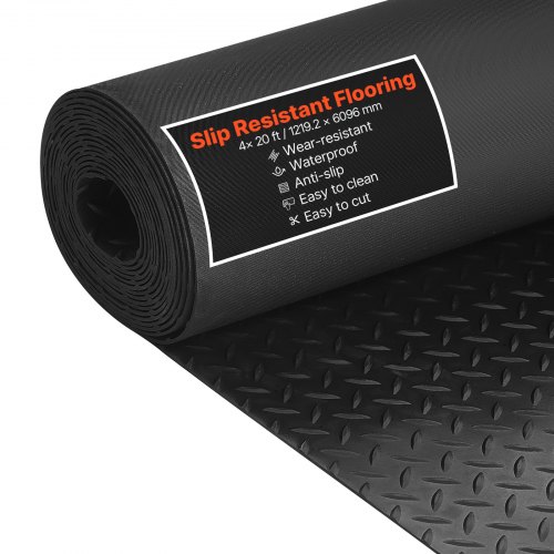 

VEVOR Tappeto Rivestimento da Pavimento 1,22 x 6,1 m, Tappetino Protettivo per Pavimento in Gomma Diamantata Spessa 3 mm, Antiscivolo, Resistente all'Usura, Impermeabile, per Magazzini
