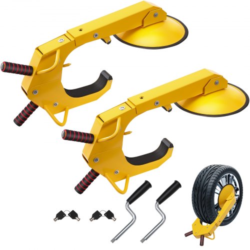 

VEVOR Lucchetto Universale per Auto Set da 2 Pattini Antifurto 16-38 cm Blocca Ruota in Acciaio Q235 a Ventosa Grande 30 cm 4 Chiavi Dispositivo di Blocco Ruota per Veicoli Roulotte Camion Moto SUV