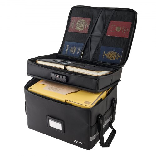 

VEVOR Borsa Portadocumenti Ignifuga, Scatola Ignifuga e Impermeabile con Isolamento Termico a 1000°C con Serratura, Borsa Portatile a Due Strati per Documenti da Viaggio, File per Ufficio