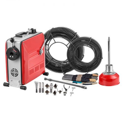 

VEVOR Macchina Sturatubi Elettrica per Scarico di Tubi, 850 W, 1400 giri/min, con Cavo a Molla in Acciaio, Pulitrice per Tubi di Scarico con 11 Taglierine per Pulizia Fognature Docce Bagni Cucine