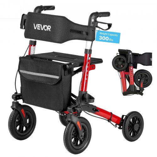 

VEVOR Deambulatore con Sedile Carico Max 136 kg per Sostegno Camminata, Deambulatore Pieghevole in 3, Ausilio Struttura in Alluminio con Ruote Maniglia Regolabile e Porta Bastone, per Anziani Disabili
