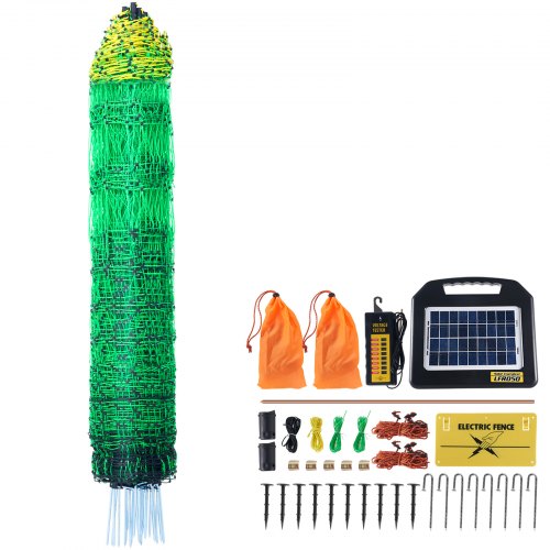 

VEVOR Kit Rete per Recinzione Elettrica 4x100ft Recinzione in PE con Caricatore Solare/Pali/Pali a Doppia Punta, Rete Portatile per Polli, Anatre, Oche, Conigli, Cortili, Fattorie