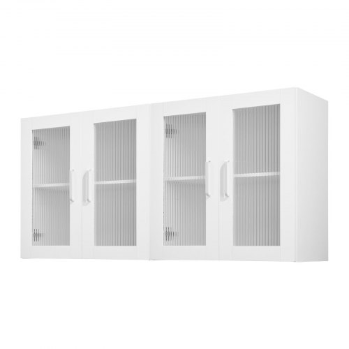 

VEVOR Mobiletto Pensile per Lavanderia da 30,5 x 122 x 61 cm, Mobiletto Pensile a 2 Ripiani con Ripiano Regolabile, Armadietto Bagno Sospeso con 4 Ante, per Cucina, Bagno, Lavanderia, Bianco