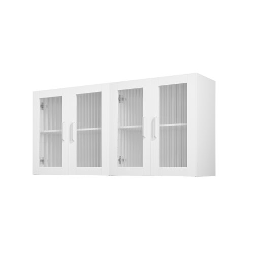 

VEVOR Set da 2 Mobiletto Parete per Lavanderia 2 Ripiani 4 Ante Bianco 61 cm