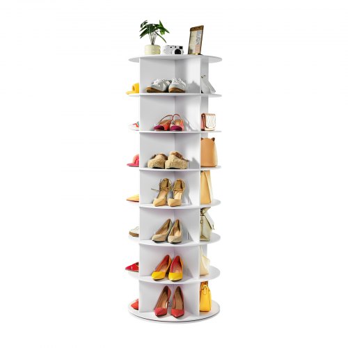 

VEVOR Carosello Portascarpe Supporto Girevole a 360° con 598 x 598 x 1620 mm per 28 Paia di Scarpe 7 Ripiani, Salvaspazio, Scaffale per Scarpe per Camera da Letto, Soggiorno, Ingresso, Bianco