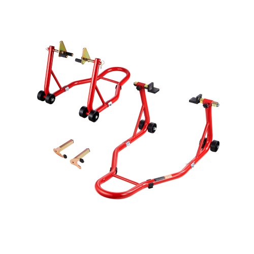 

VEVOR Cavalletto per Moto Capacità Carico max. 385 kg Cavalletto per Forcella Anteriore Posteriore, Cavalletto U+L Motociclette, Cric Supporto per Riparazioni Moto da Garage Officina, Rosso