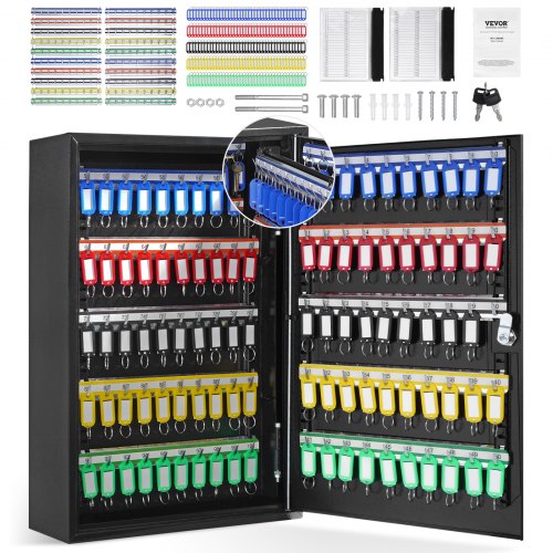 

VEVOR Armadietto Portachiavi 200 Ganci Cassetta di Sicurezza per Chiavi in ​Acciaio da Parete 38x13,8x55cm, Cassetta di Sicurezza Portachiavi con Serratura per Albergo B&B Ufficio Segreteria Reception
