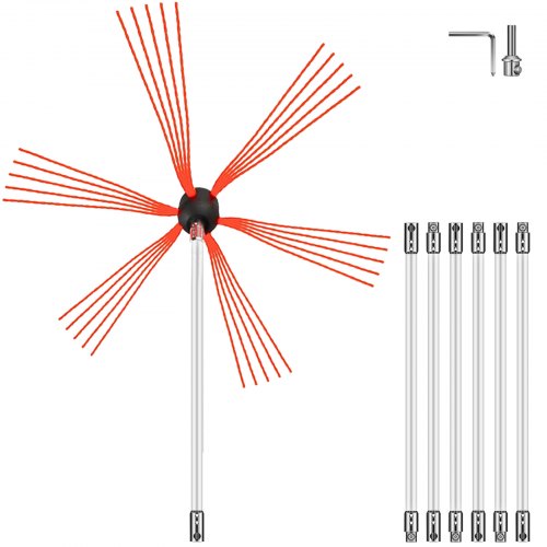 

VEVOR Spazzacamino da 7M con 7 Canne in Nylon per Pulizia Camino Stufa Uso Domestico, Set Spazzole per Camino Stufa Kit Pulizia Camino Spazzola Camino Facile da Collegare con 7 Aste