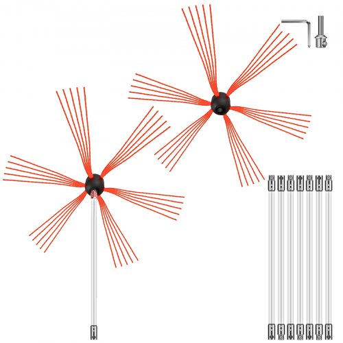 Kit Pulizia Camino e Canne Fumarie 8,4MT Vari Diametri Spazzolone per Camino