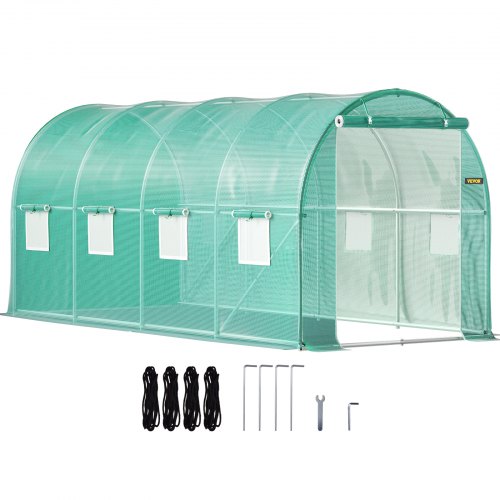 

VEVOR Serra da Giardino per Piante a Tunnel Impermeabile con 8 Finestre e Porte 4,6 x 2,1 x 2,1m, Serra a Tunnel da Esterno Impermeabile in Acciaio Zincato Copertura PE 16,9 kg, Serra a Tunnel Verde