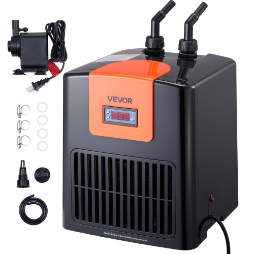 

VEVOR Refrigeratore per Acquari da 200 L 0,1 CV Acquario Refrigeratore d'Acqua, per Idroponica, Raffreddamento Rapido per Acquari, Barriere Coralline, Evaporatore in Titanio, Accessori Completi
