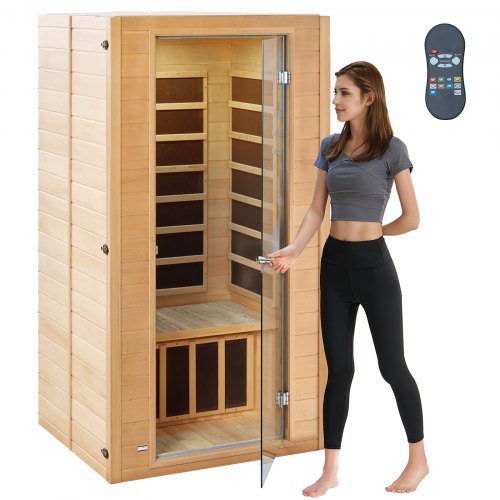 

VEVOR Sauna in Legno a Infrarossi Lontani, Sauna da Casa, SPA Capienza per 1 o 2 Persone, Sauna in Legno di Cicuta a Infrarossi Lontani a Basso EMF Porta in Vetro Temperato, Altoparlanti Bluetooth