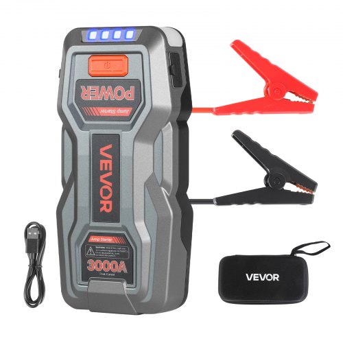 

VEVOR Avviatore di Emergenza per Batteria Auto Picco da 3000A Portatile Batteria al Litio da 12V di Avviamento per Auto con Torcia a 3 Modalità per Motori Temperatura di Lavoro -20°C a 50°C