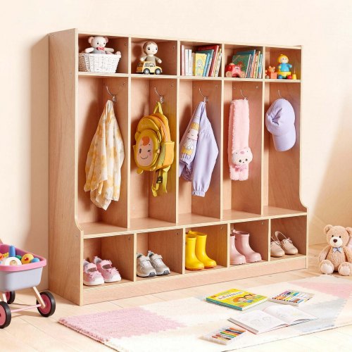 

VEVOR Armadio Porta Cappotti Scarpe per Bambini 5 Scomparti, Armadietto per Bambini Guardaroba per Spazio Asilo Nido Scuola Materna Casa, 10 Piccoli Scomparti di Stoccaggio, Armadietto con Ganci