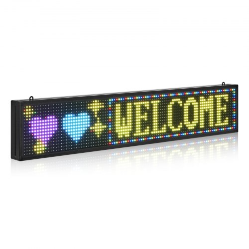

VEVOR Pannello Digitale Scorrevole Flessibile a Colori P10 Programmabile a LED, Pannello Espositivo Fai da Te, Motivo Testo Personalizzato, Controllo GIF App Bluetooth, 990 x 190 x 55 mm