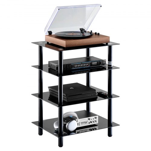 

VEVOR Scaffale Portaoggetti Multimediale per Dischi Vinile Giradischi Vinile, Supporto Multimediale Audio-video 4 Ripiani in Vetro Temperato per Attrezzatura di Videogiochi, Mobiletto Portaoggetti