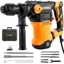 VEVOR Trapano a Percussione con Filo 4 Modi 1500W Mandrino SDS Plus 940 giri/min, Kit di Trapano a Filo a Percussione Mandrino Senza Chiave 230-240 V per Garage Officine Carpenterie, Trapano Rotativo