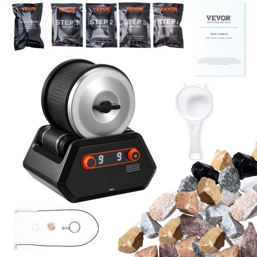 

VEVOR Kit Lucidatrice per Rocce 1,8 kg, 9 Velocità, Timer di Lucidatura 9 Giorni, Kit Lucidatura Pietre, Lucidatrice per Rocce con Pietre Preziose Grezze e Graniglie Lucidanti, Lucidatrice Rocce ABS